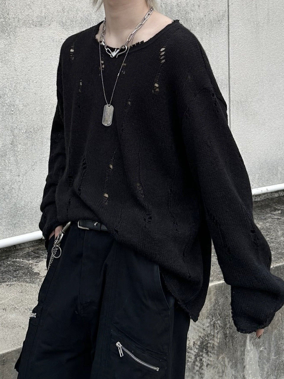 大阪店WEB限定受注制【Chikashitsu +】damage mohair knit (3color)