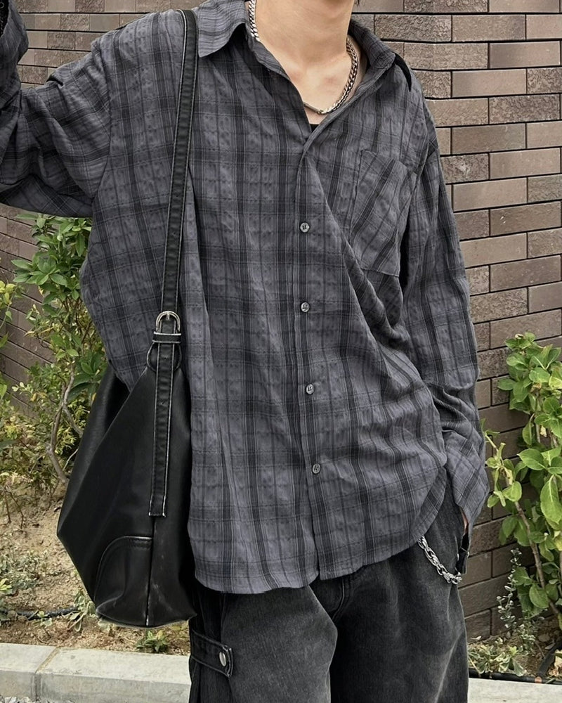 大阪店WEB限定受注制【Chikashitsu +】linen check shirt (3color)
