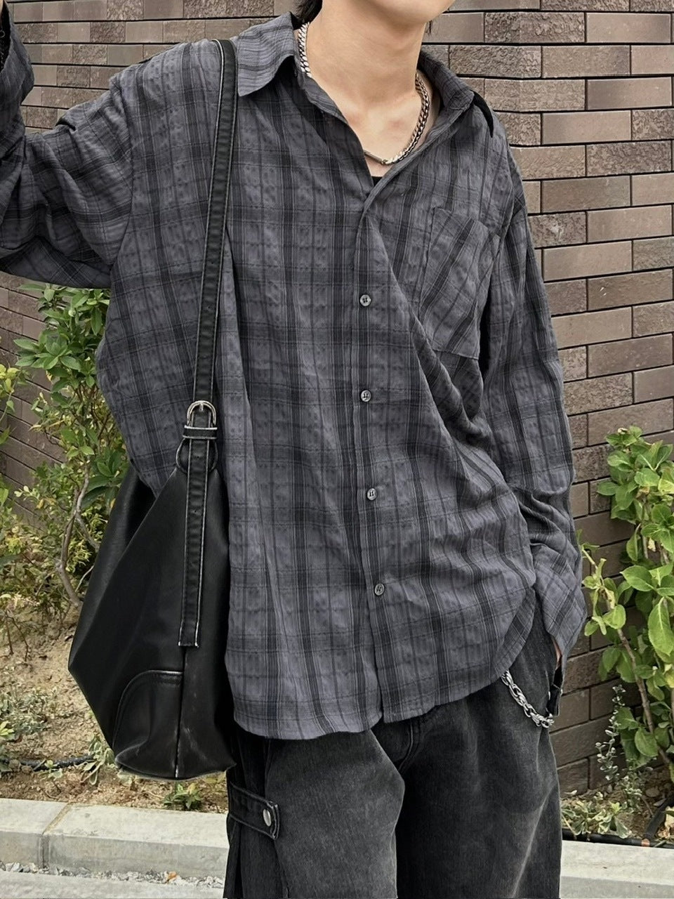 大阪店WEB限定受注制【Chikashitsu +】linen check shirt (3color)
