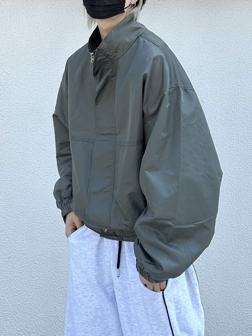 大阪店WEB限定受注制【Chikashitsu +】high neck bomber jacket (2color)