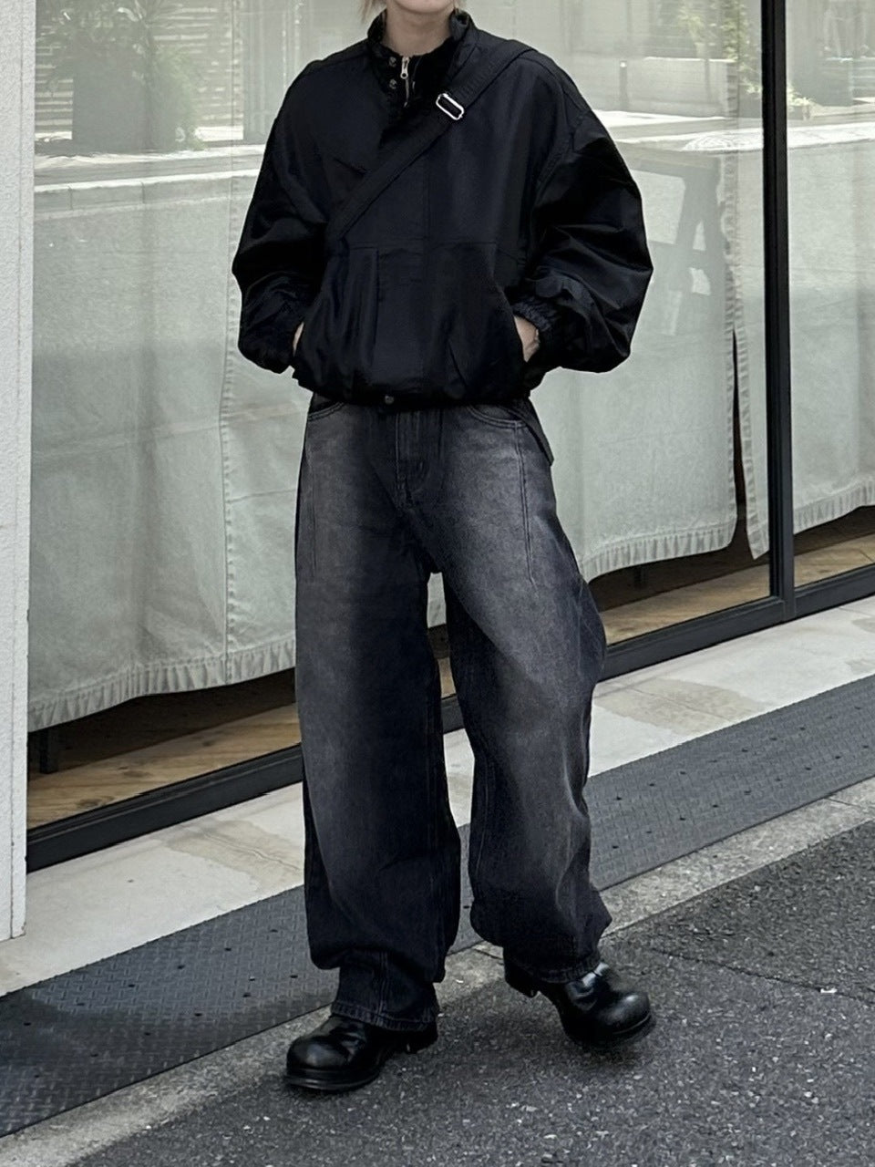 大阪店WEB限定受注制【Chikashitsu +】washing wide denim pants (2color)