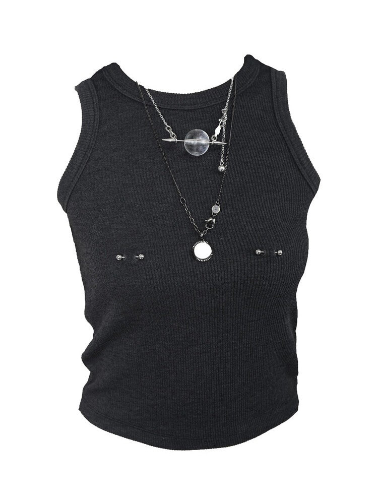 【KAIYA】nipple piercing sleeveless