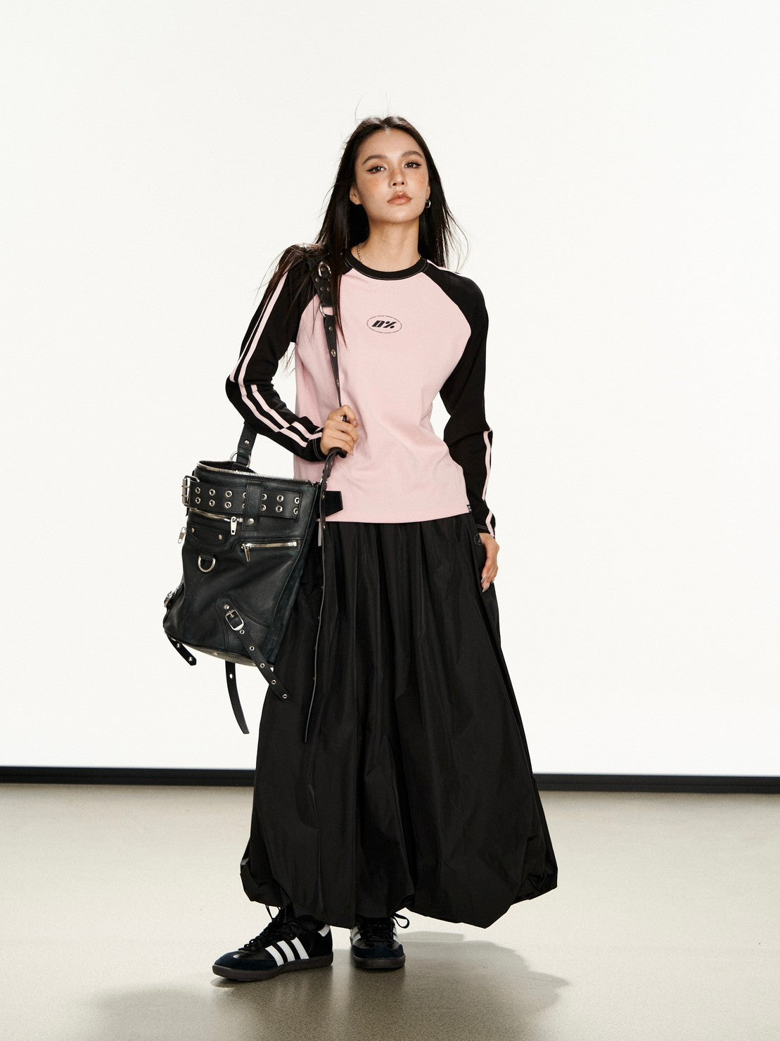 【Dpercent】Front Logo Raglan LS Tee