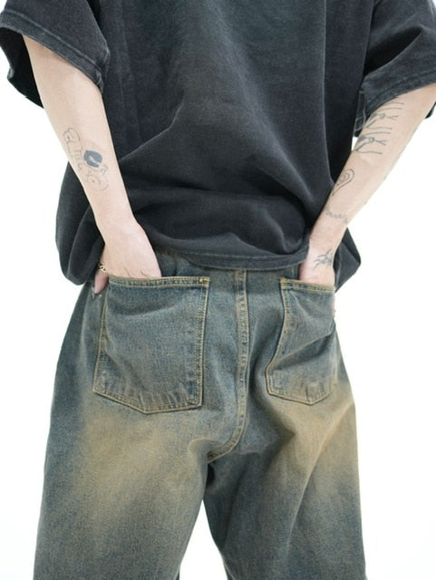 受注制【Never mind the XU】setup denim pants (2color)