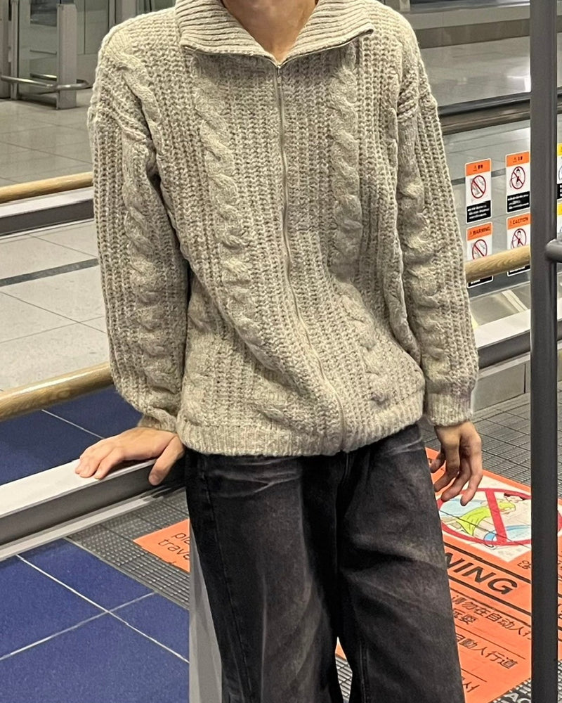 受注制【youll】zip up cable knit (5color)