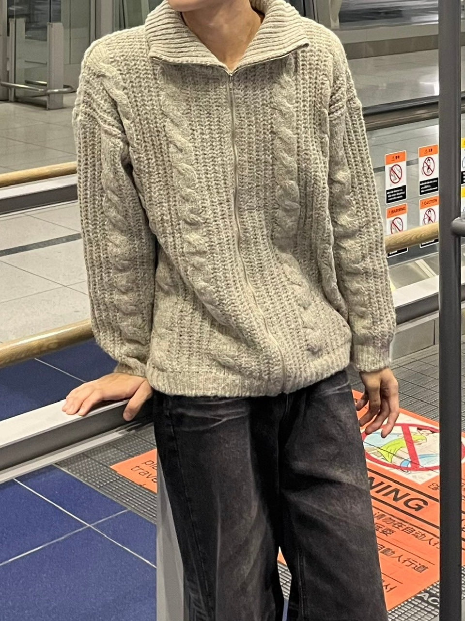 受注制【youll】zip up cable knit (5color)