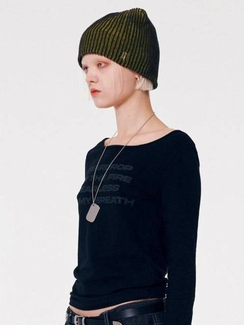 【runningHIGH】GLITTER LOGO TWO TONE BEANIE