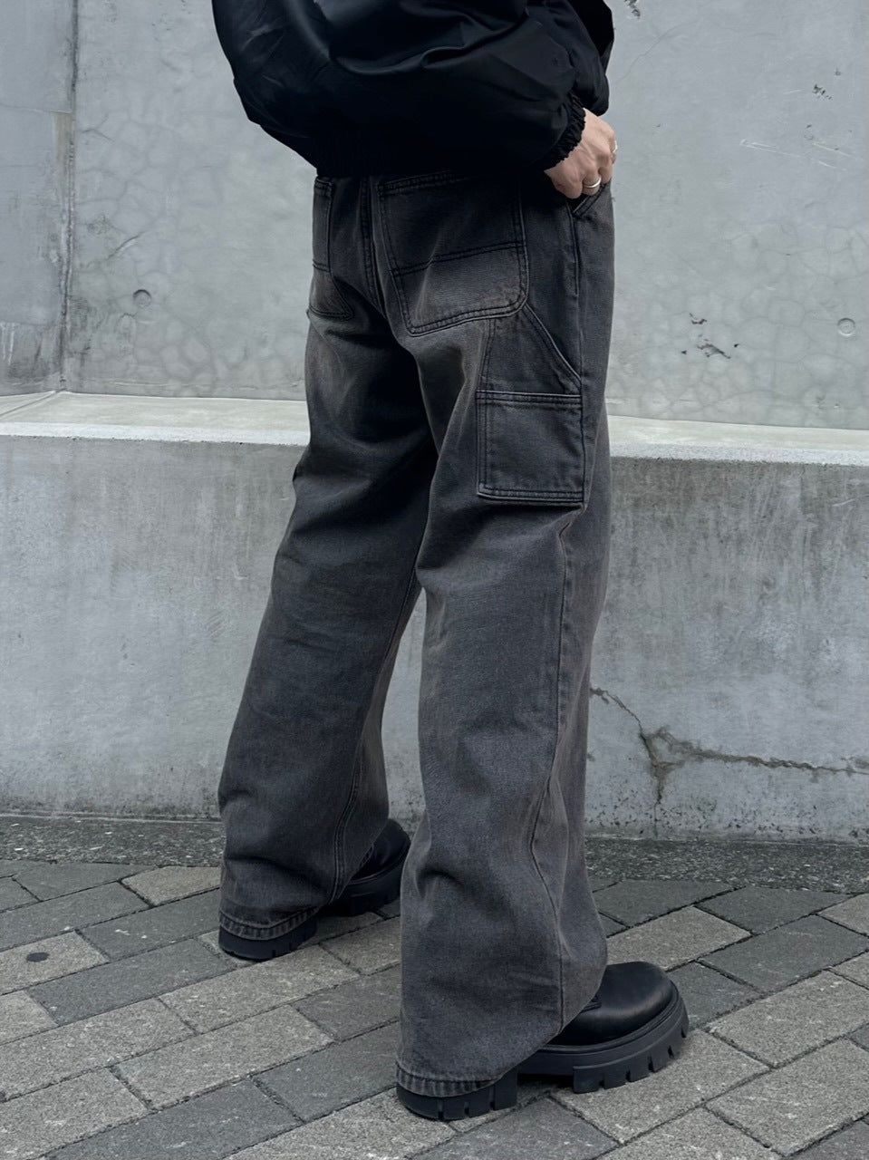 大阪店WEB限定受注制【Chikashitsu +】vintage wash carpenter denim pants (2color)