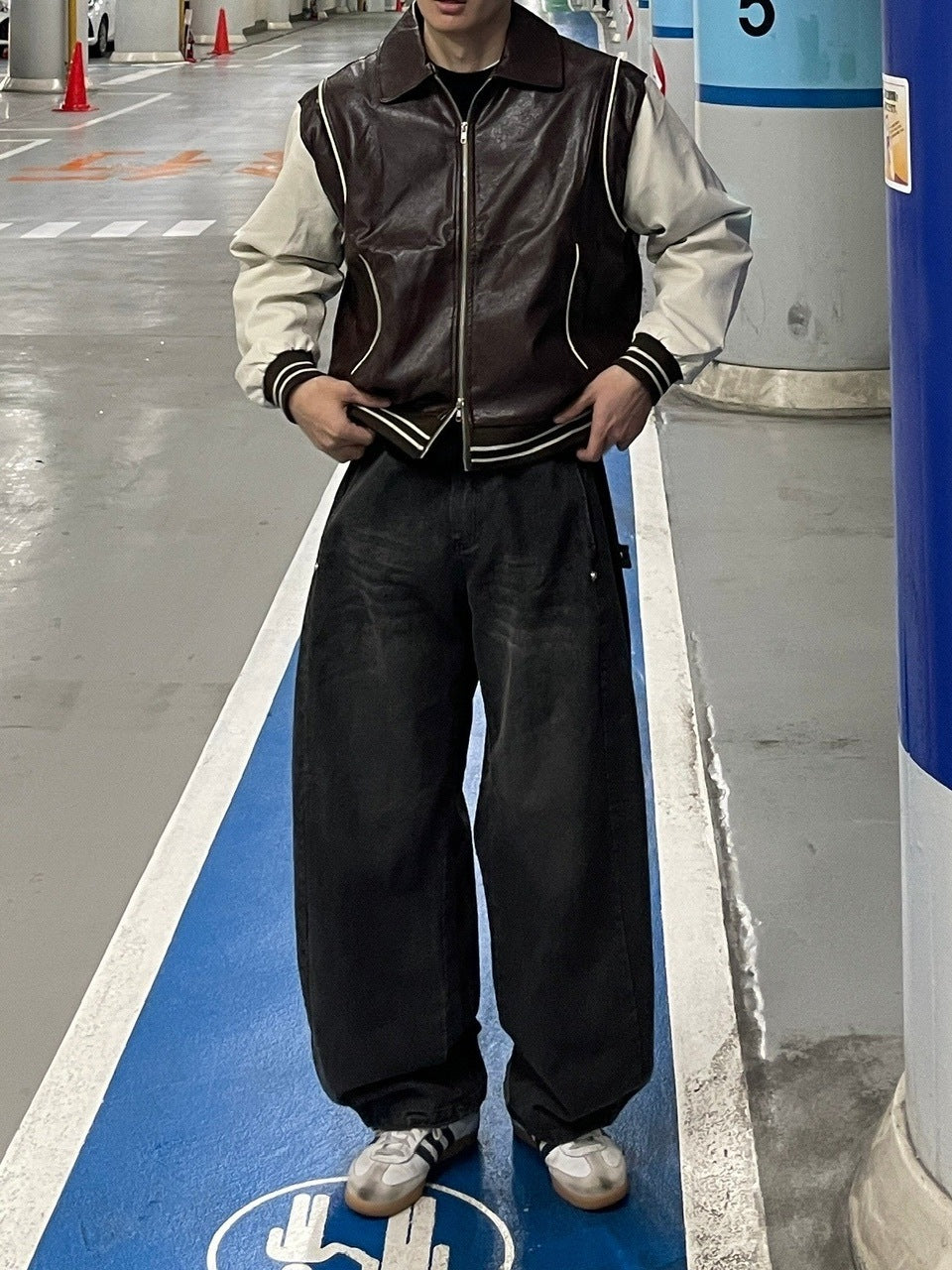 受注制【Chikashitsu +】leather piping jacket (2color)