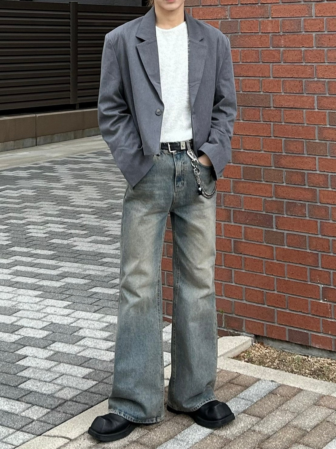 【Chikashitsu +】cropped single jacket (2color)