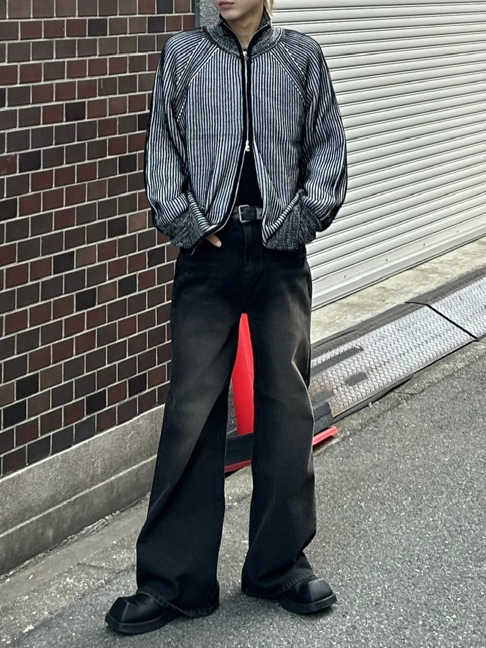 【Chikashitsu +】vintage wash bootscut denim pants (2color)