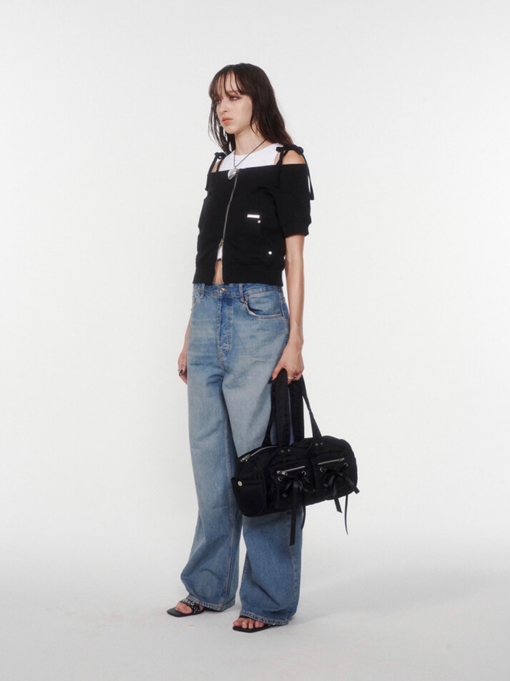 【NOT KNOWING】Double Ribbon Cargo Duffle Bag