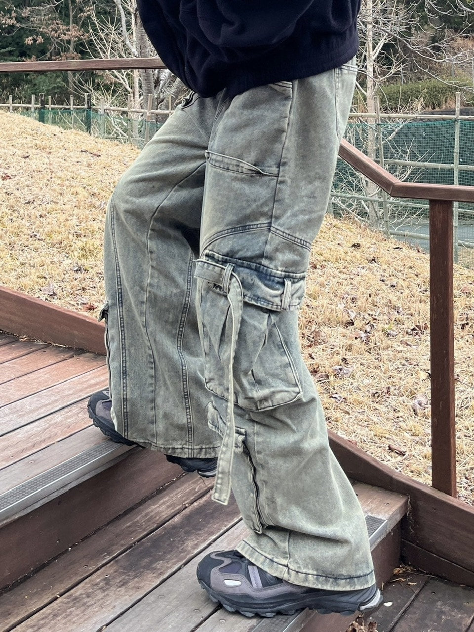 受注制【youll】multi pocket denim cargo pants