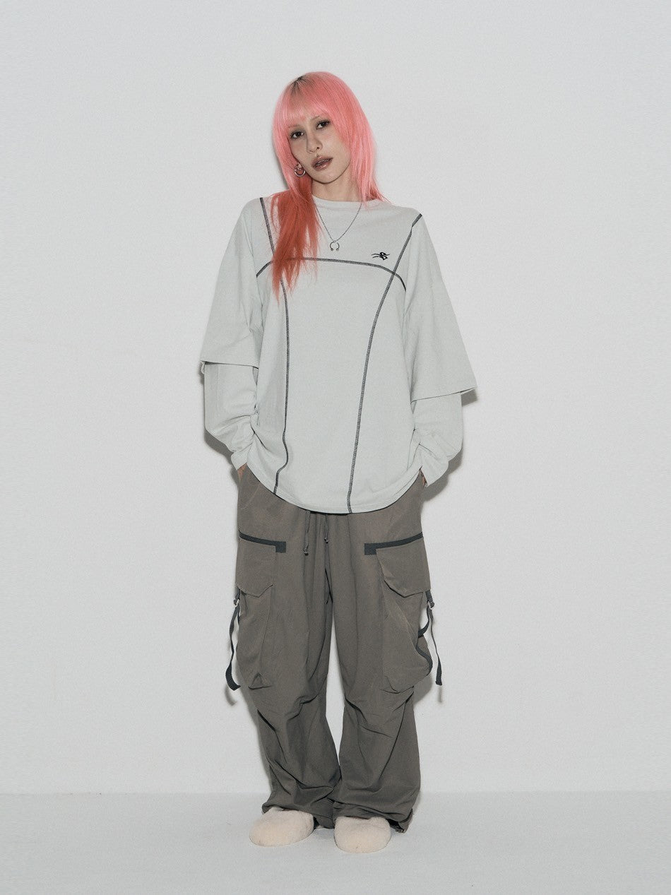 【SETUP‐EXE】LAYERD SLEEVE STITCH T-SHIRT