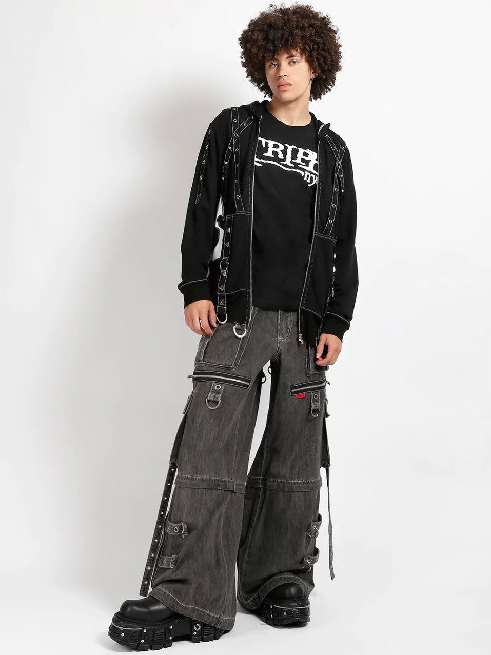 12/31再入荷【TRIPP nyc】X-STRAP PANTS[JM7144M] / 【トリップ エヌワイシー】2wayストラップボンテージジップオフデニムワイドパンツ