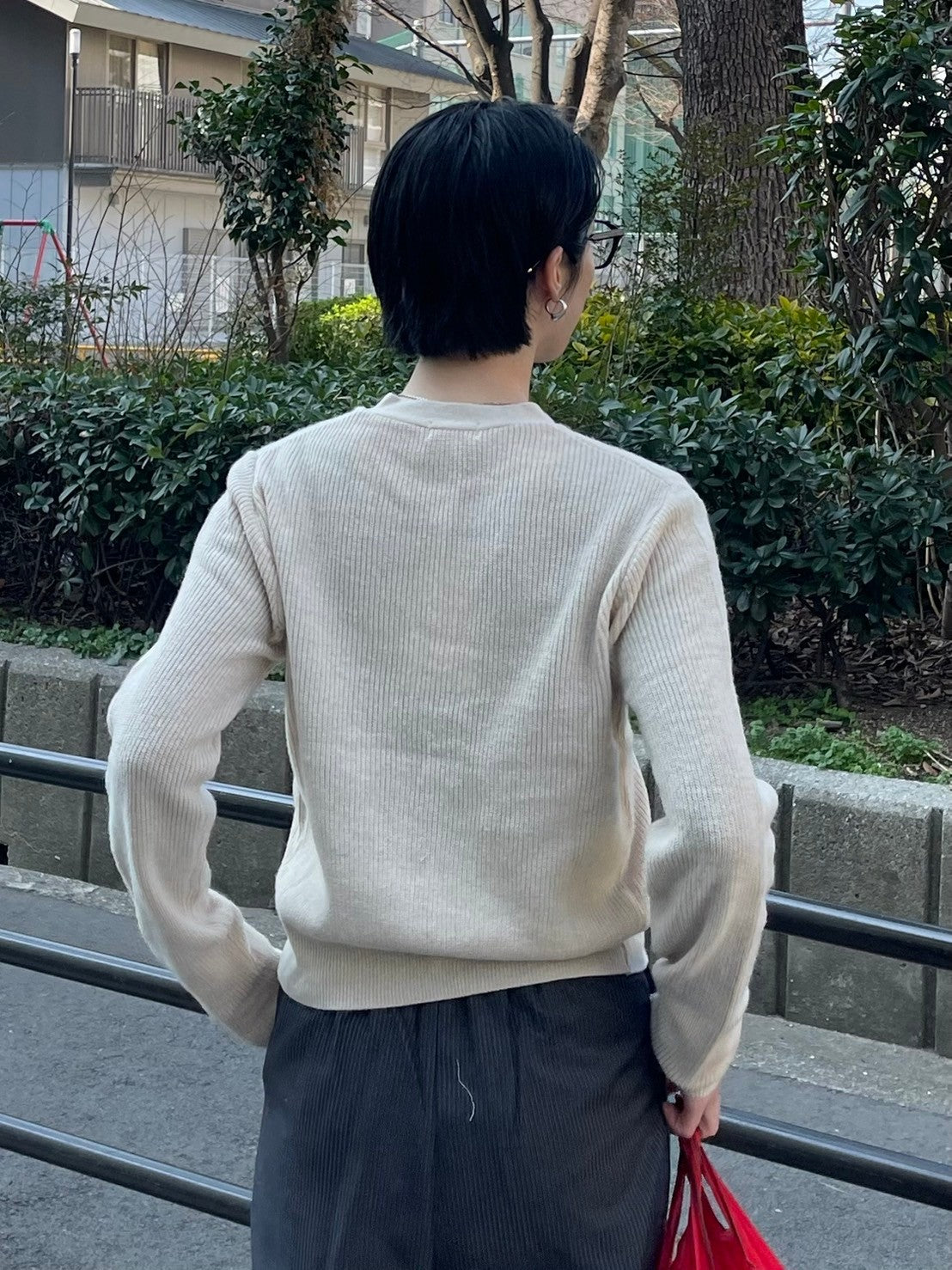 【Chikashitsu + LADIES】vneck rib knit cardigan (2color)