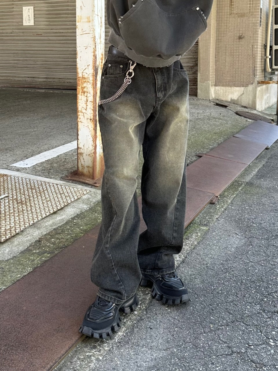 大阪店WEB限定受注制【Chikashitsu +】vintage wash curve denim pants