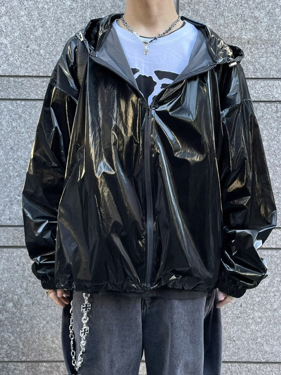 受注制【Never mind the XU】metallic hood jacket (2color)
