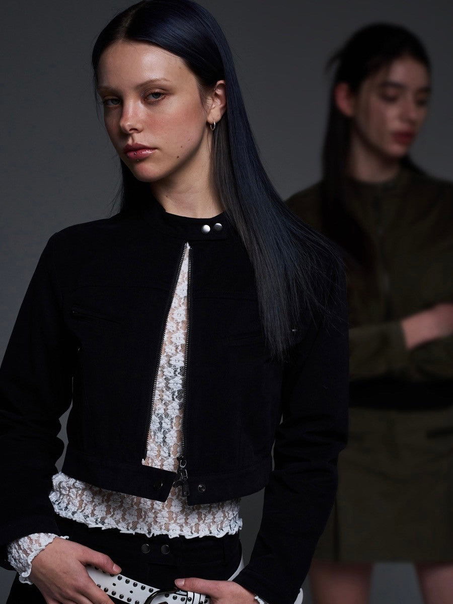 【FANCY CLUB】BIKER PINTUCK MINI SKIRT