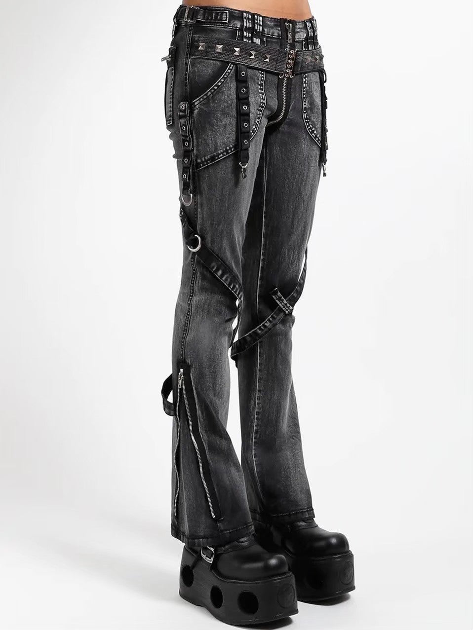 12/31再入荷【TRIPP nyc】POWER BELT PANT[IS4894] / 【トリップ エヌワイシー】ベルトデザインデニムパンツ