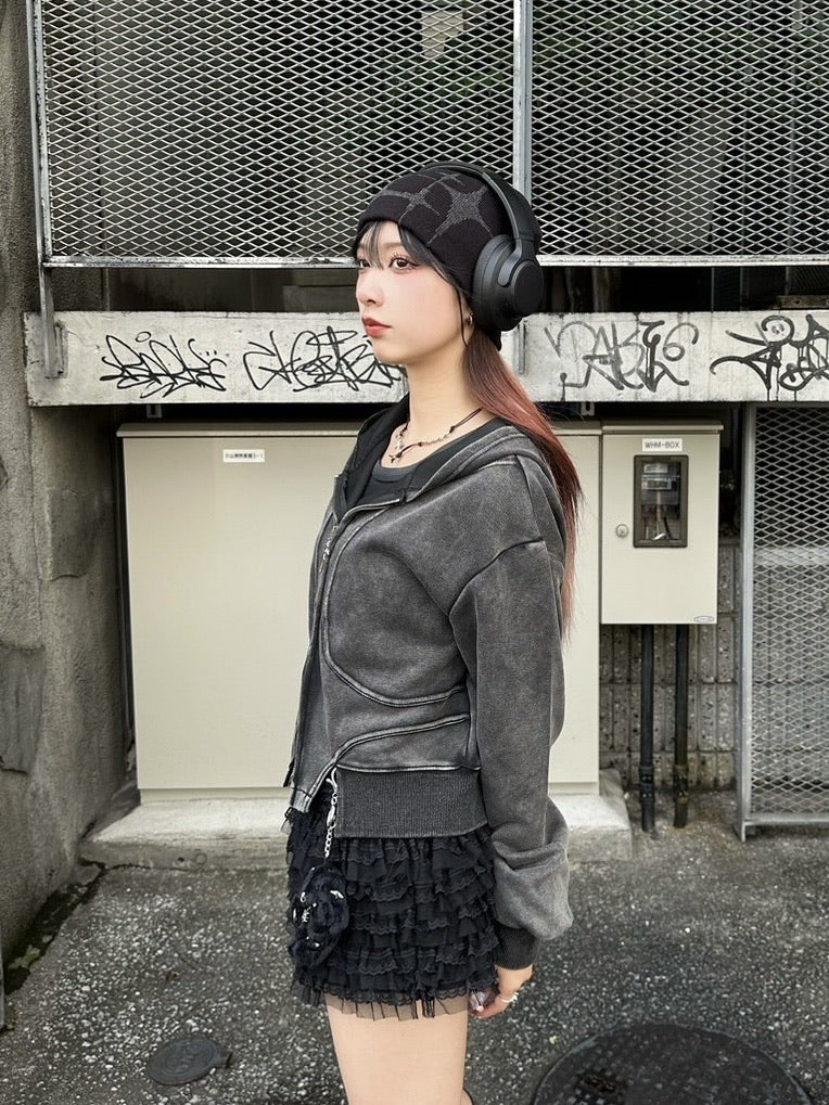 Never mind the XU】crop zip up hoodie / 【ネバーマインド ザ