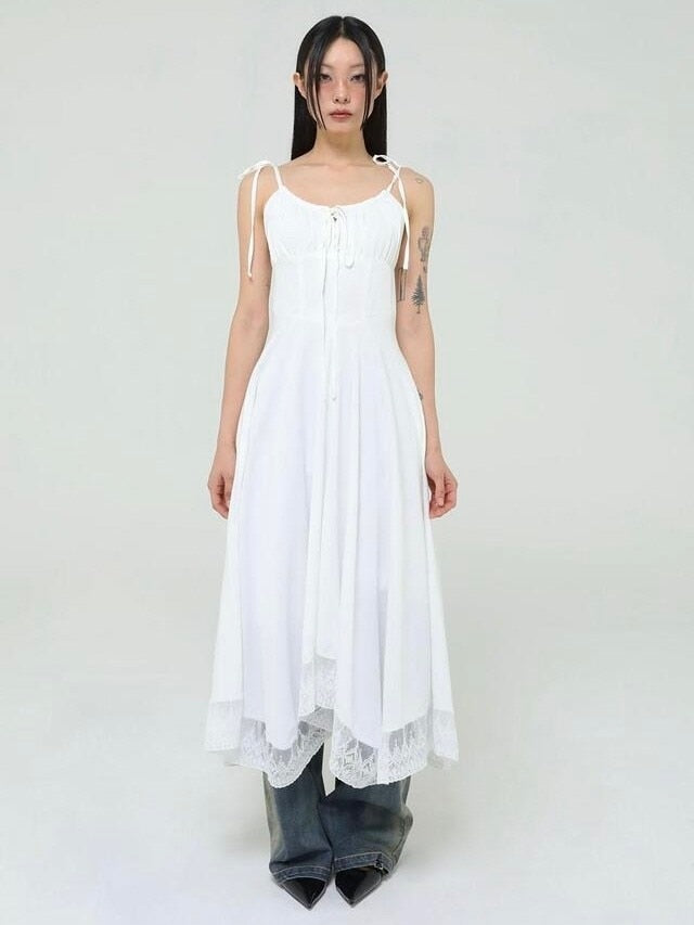 【Uglyshadow】LACE RIBBON SLEEVELESS DRESS