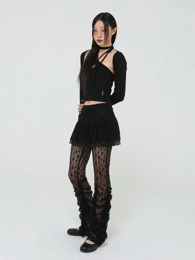 【Uglyshadow】BEADS TIE CARDIGAN SET / 【アグリーシャドウ】ビーズネクタイセット長袖カーディガン