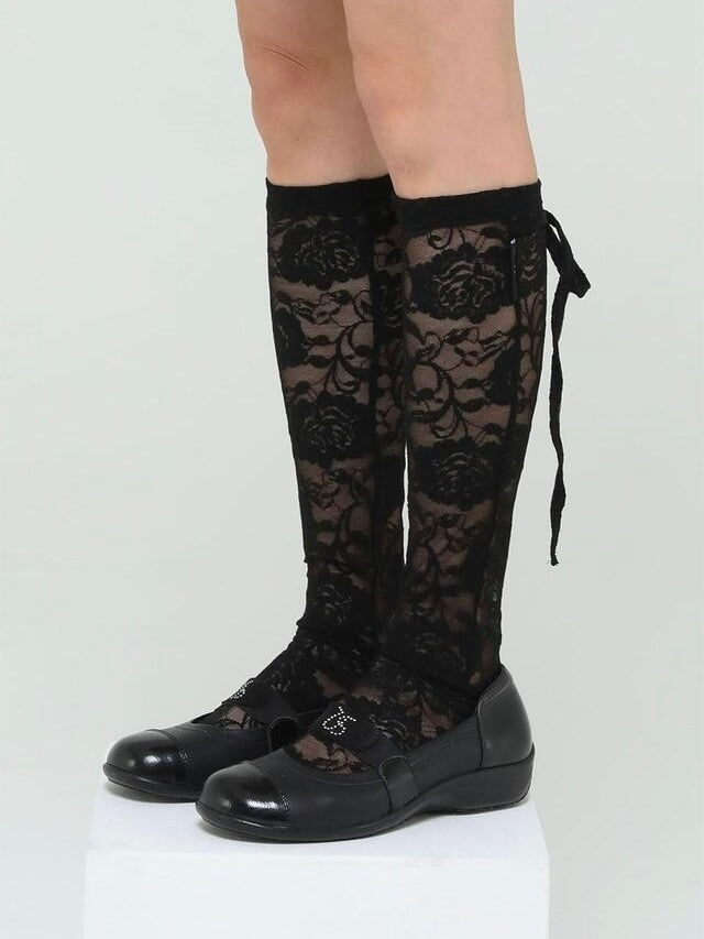 【Uglyshadow】ROSE LACE LONG SOCKS / 【アグリーシャドウ】ローズレースロングソックス