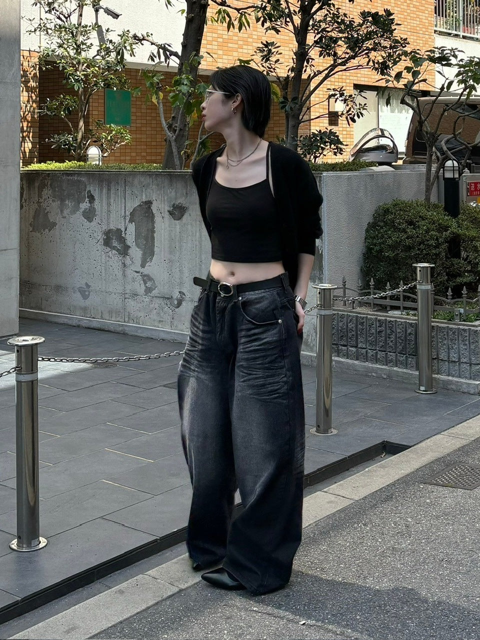 【Chikashitsu +】design washing wide denim pants (2color) / 【チカシツプラス】デザインウォッシングワイドデニムパンツ