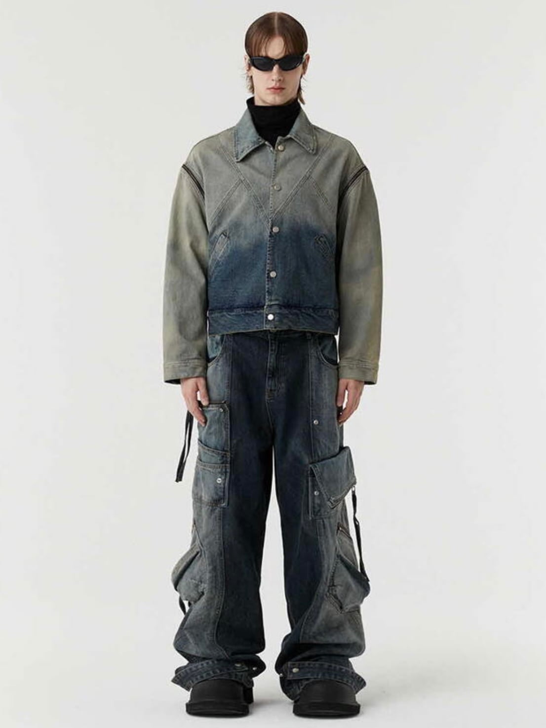 【DNSR】twoface multi cargo denim pants