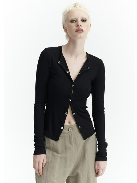 【ROCK CAKE】Nickel Snap Slim Cardigan