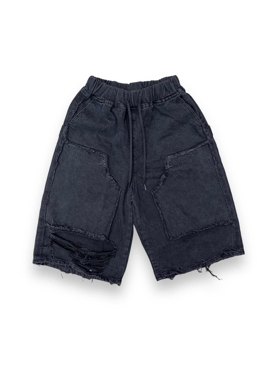 受注制【Bizarre Maiden】damage wide half denim pants