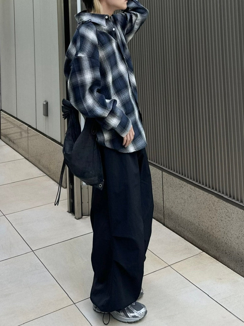 受注制【Chikashitsu +】shadow check shirt (2color) / 【チカシツプラス】シャドウチェック長袖シャツ