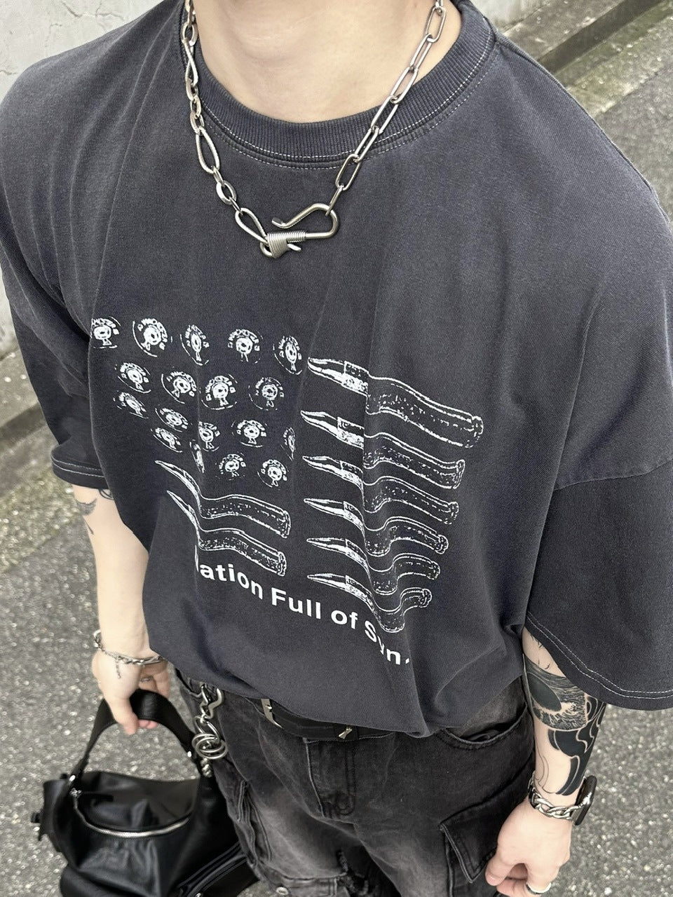 大阪店WEB限定【Chikashitsu +】pigment bullet t-shirt