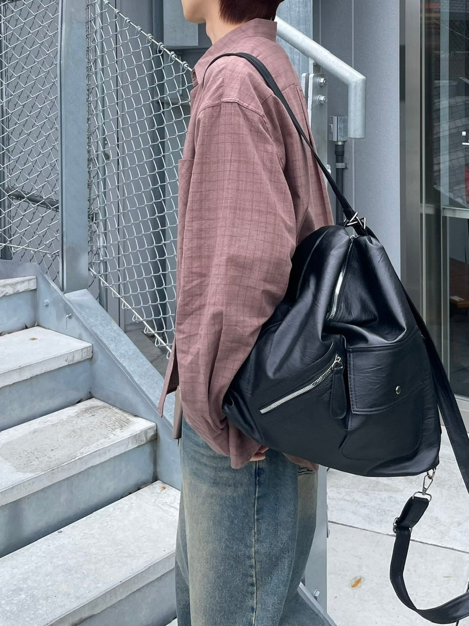 受注制【Chikashitsu +】2way vegan leather pocket bag / 【チカシツプラス】ツーウェイヴィーガンレザーポケットバッグ