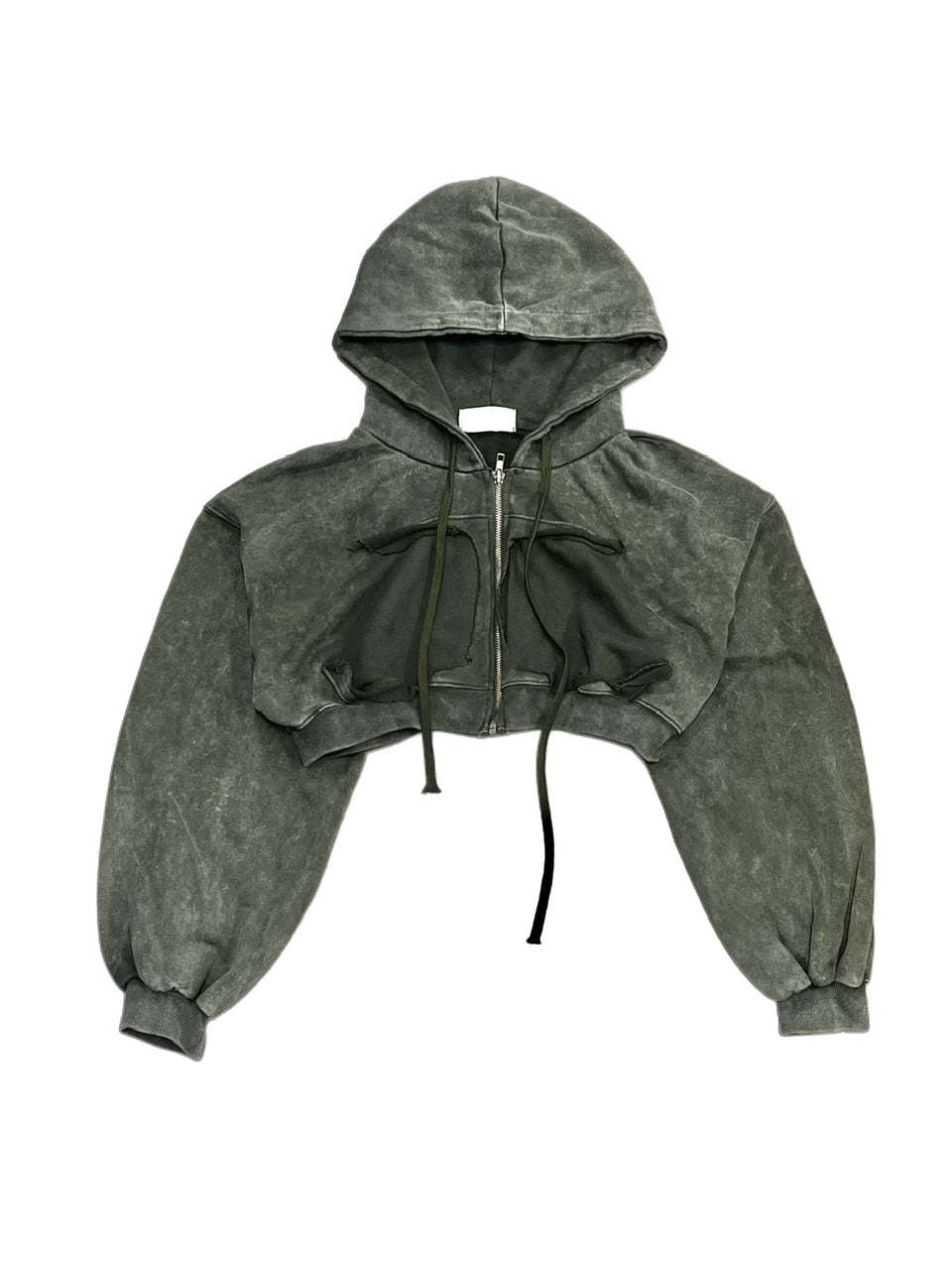 【Never mind the XU】washed crop zipup hoodie