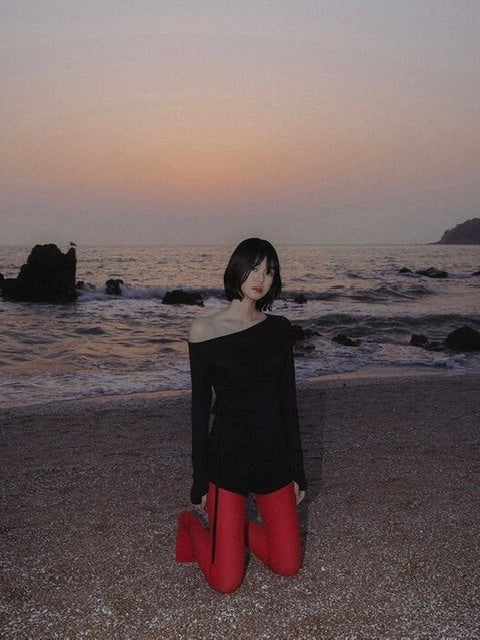 【FLAREUP】Handmade Twisted One-Shoulder Long Sleeve / 【フレアアップ】ハンドメイドツイストワンショルダー長袖Ｔシャツ