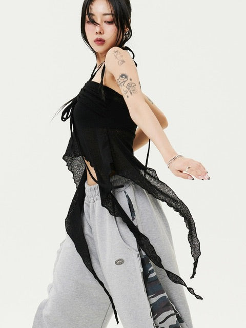 【HOLY NUMBER 7】Ribbon Ruffle Tube Top