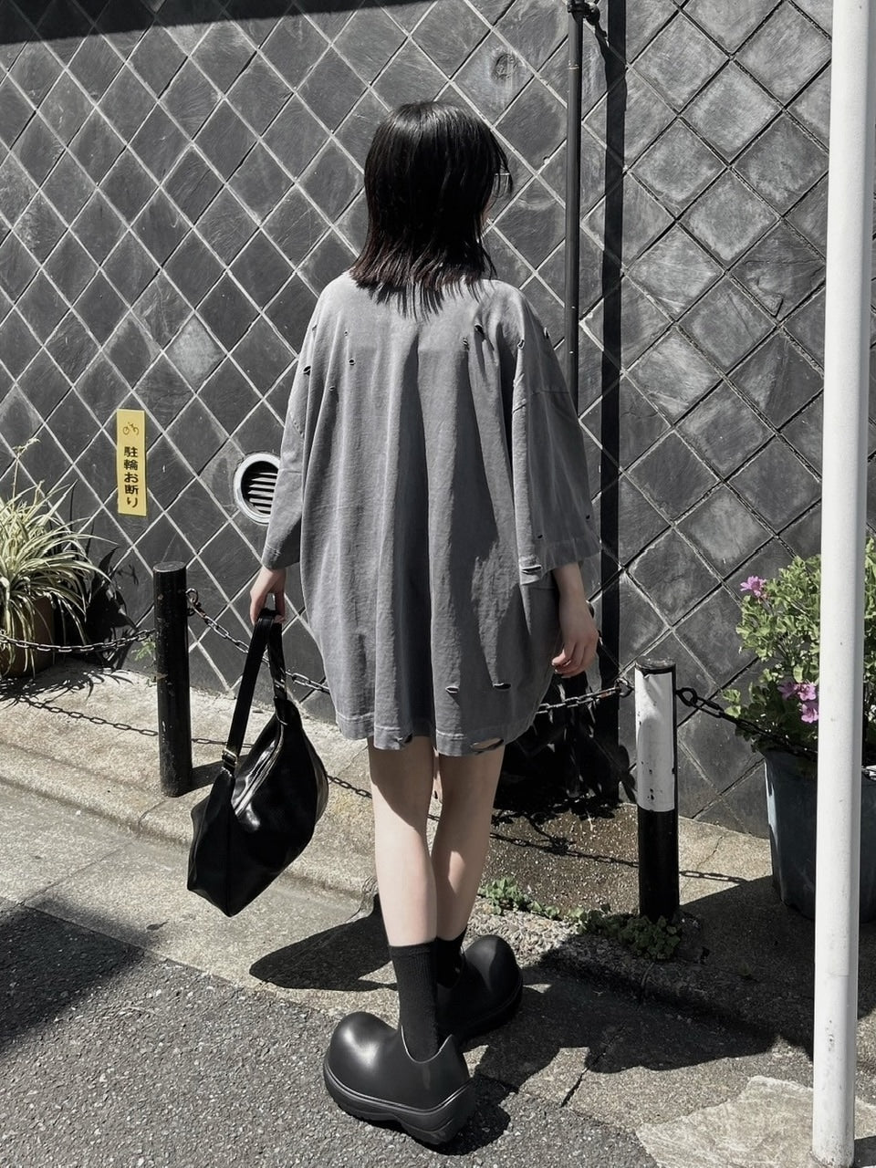 【Chikashitsu +】pigment damage overfit t-shirt (2color)