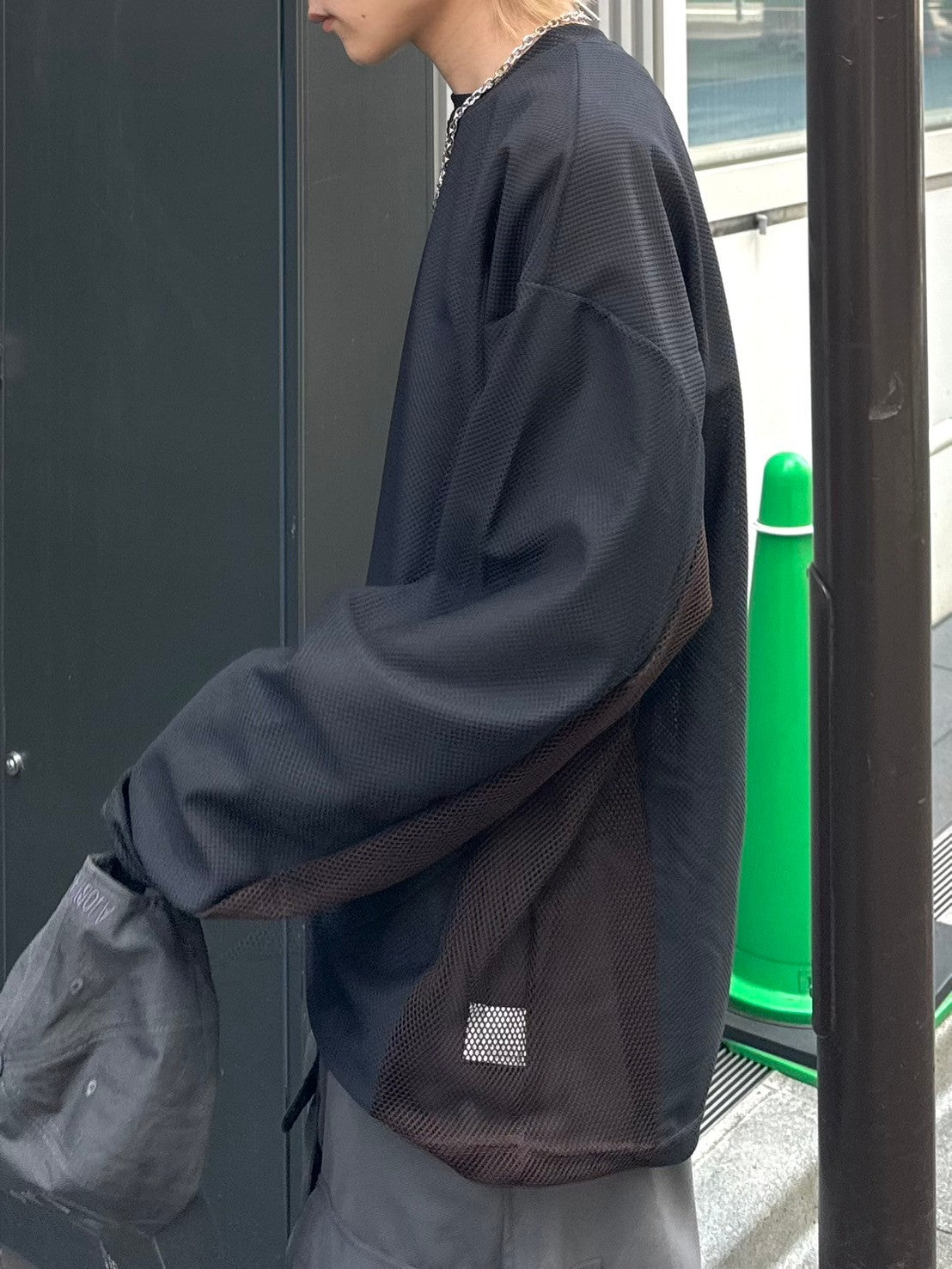 受注制【Chikashitsu +】side pattern mesh long sleeve