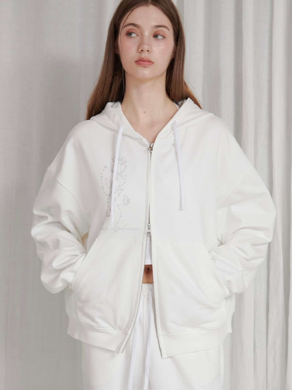 【PAIN OR PLEASURE】ROSE 2WAY HOOD ZIP UP