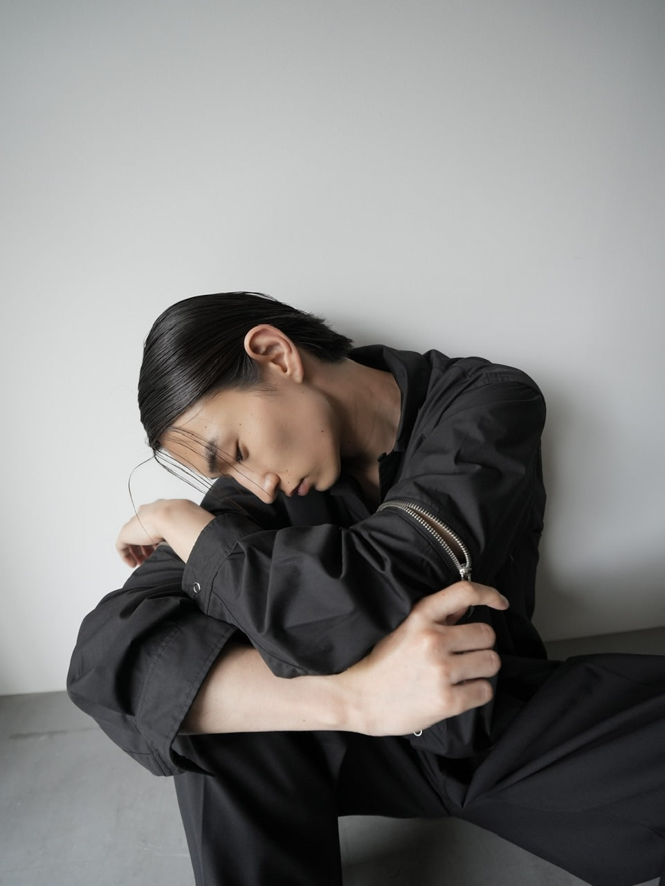 【CS】2way zip square cut shirt (black) / 【シーエス】2ウェイジップスクエアカット長袖シャツ