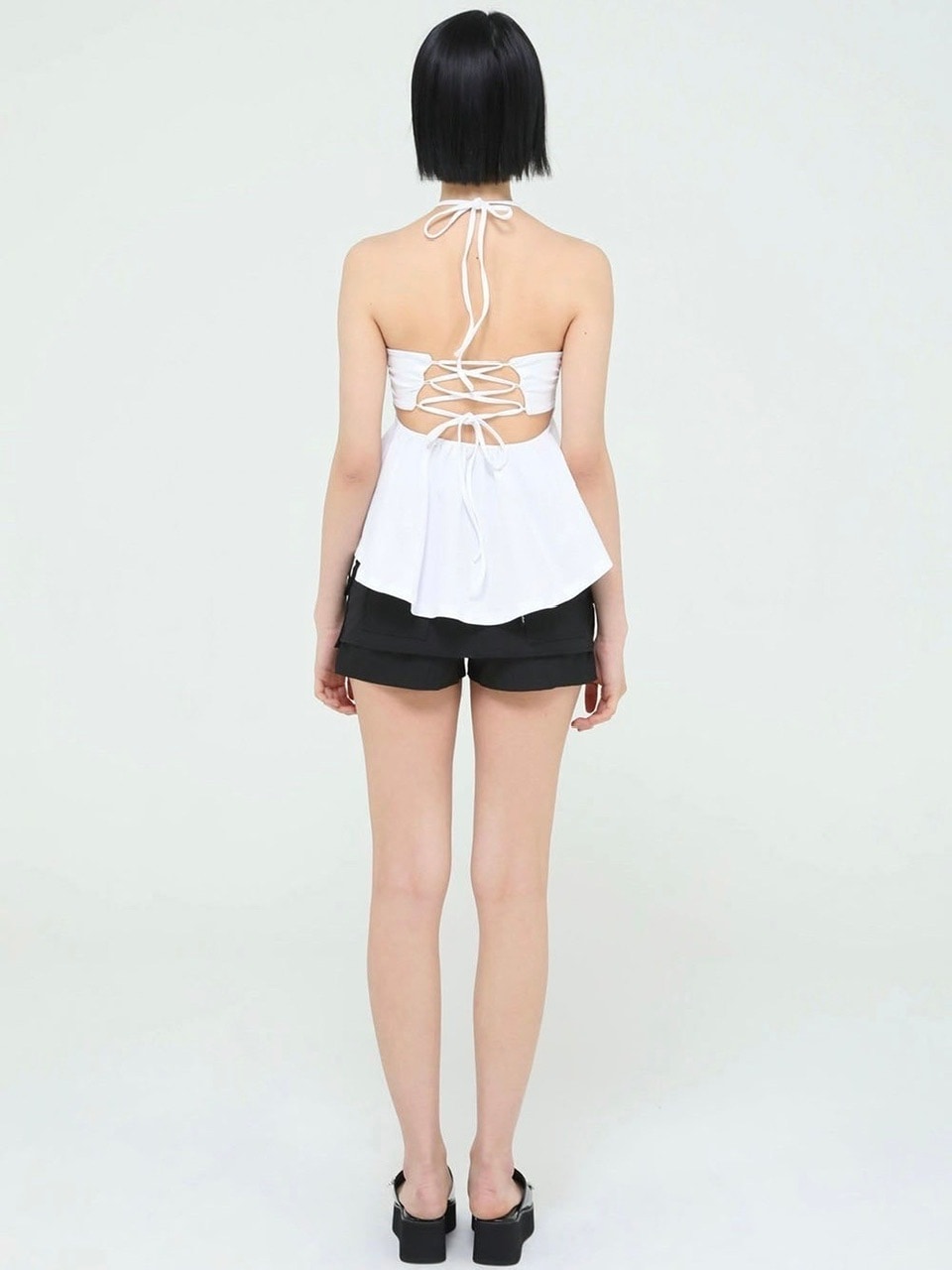 【Uglyshadow】BEADS TUNNEL SLEEVELESS / 【アグリーシャドウ】ビーズホルターネックキャミソールチュニック