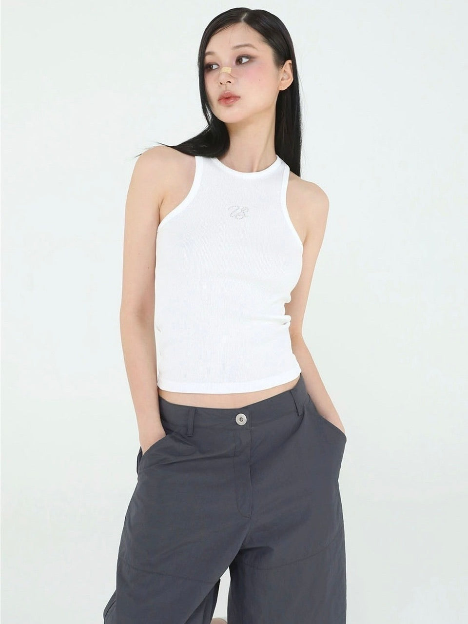 【Uglyshadow】BEADS MANGO SLEEVELESS / 【アグリーシャドウ】ビーズシンプルタンクトップ