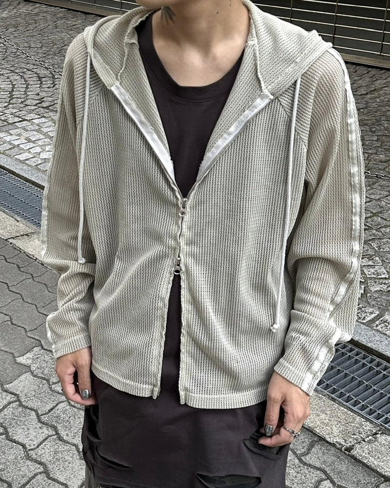 受注制【Never mind the XU】pigment track mesh zip hoodie (2color)