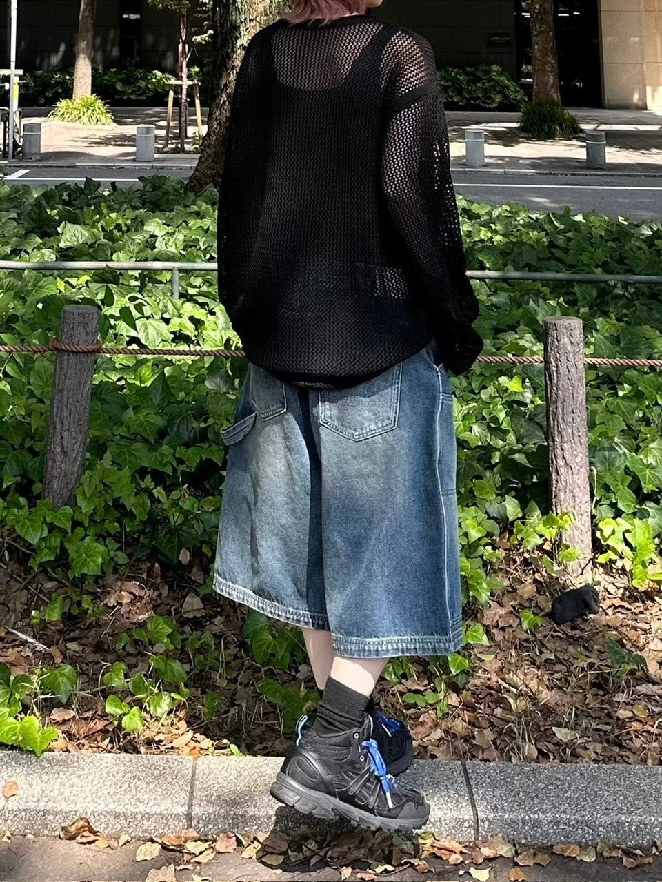 受注制【Chikashitsu +】studs design denim half pants (2color)