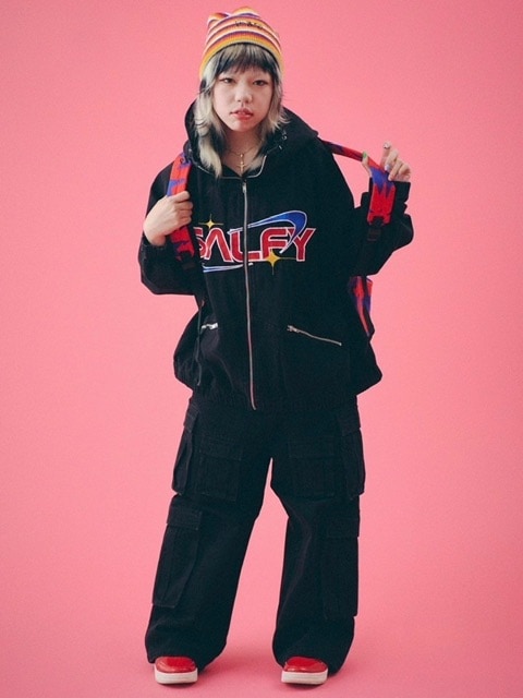 【GALFY】ダーティーデニムワイドカーゴ