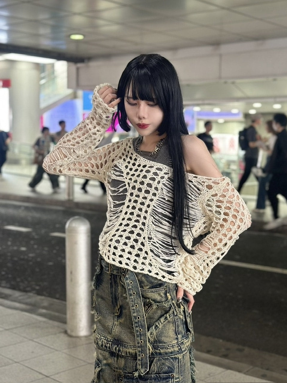 受注制【Never mind the XU】damage summer knit (3color)