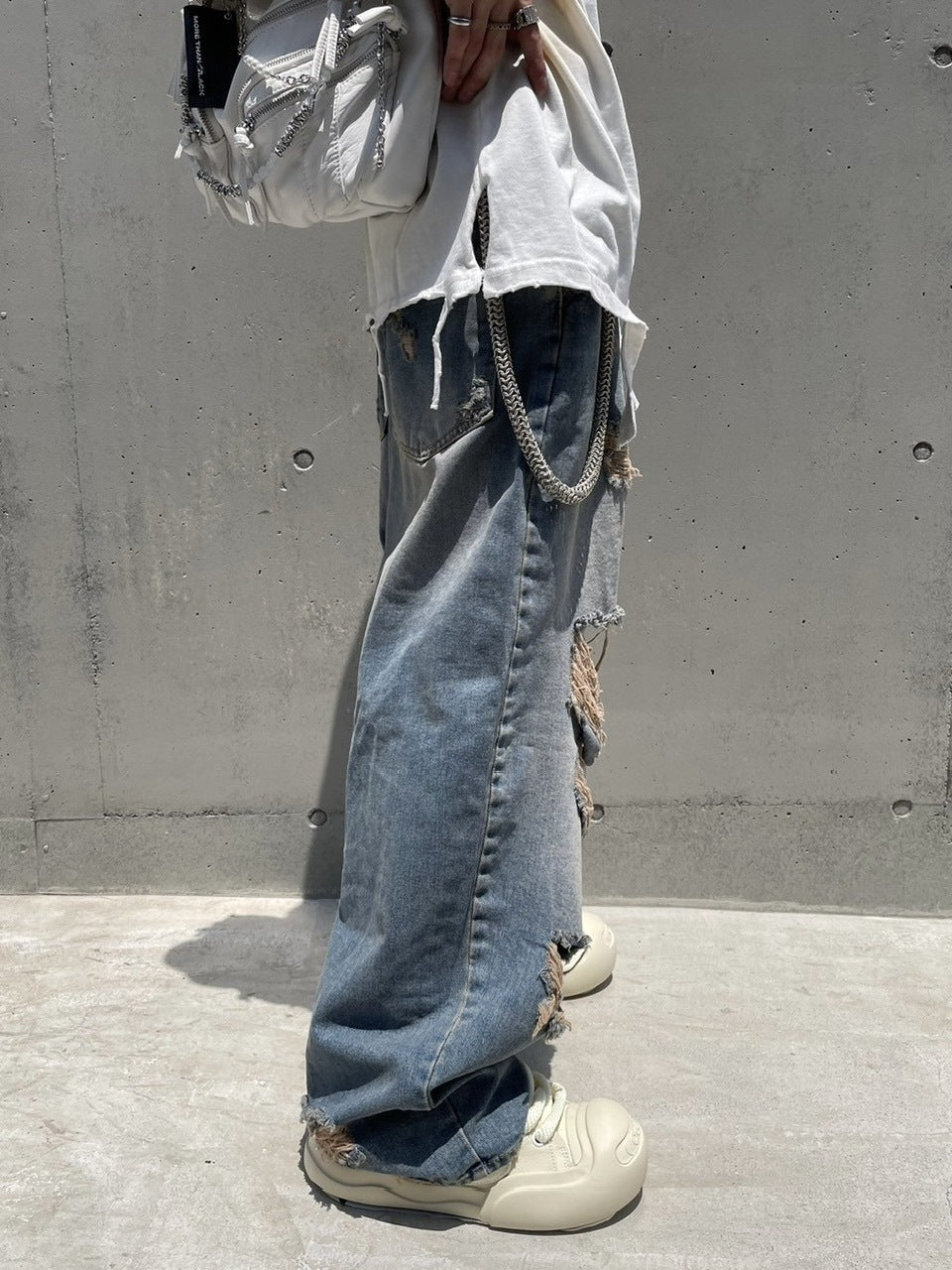 受注制【Never mind the XU】damage denim pants (3color) / 【ネバーマインドザエックスユー】ダメージデニムパンツ