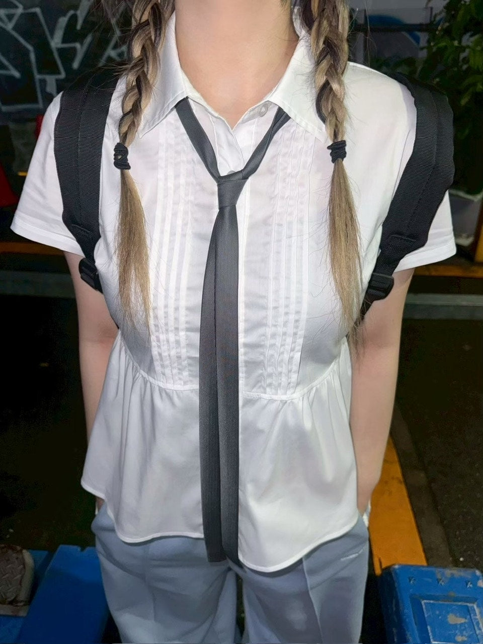 受注制【Never mind the XU】simple narrow tie (2color)